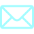 Outlined turquoise envelope icon on a white background.